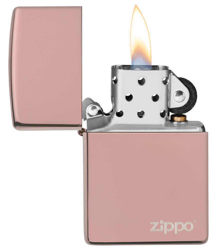 Classic High Polish Rose Gold Zippo Logo 49190ZL