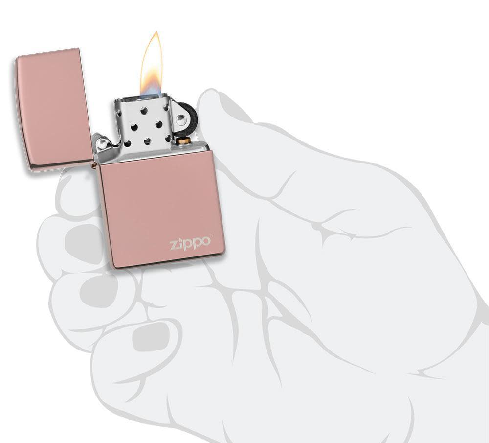 Classic High Polish Rose Gold Zippo Logo 49190ZL