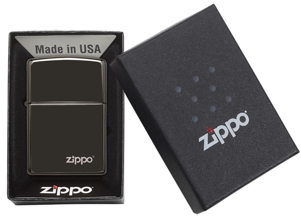 Classic High Polish Black Zippo Logo 24756ZL