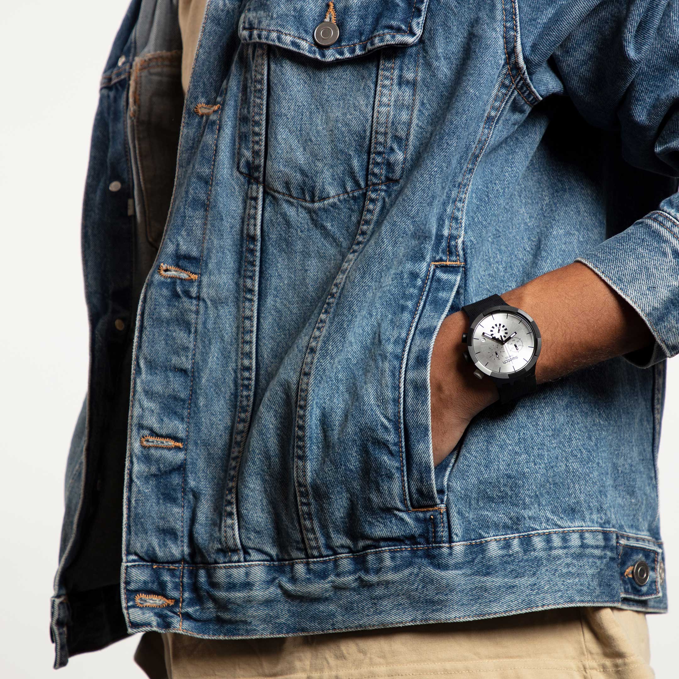 SWATCH SB02B404 Chequered Silver Men's Watch