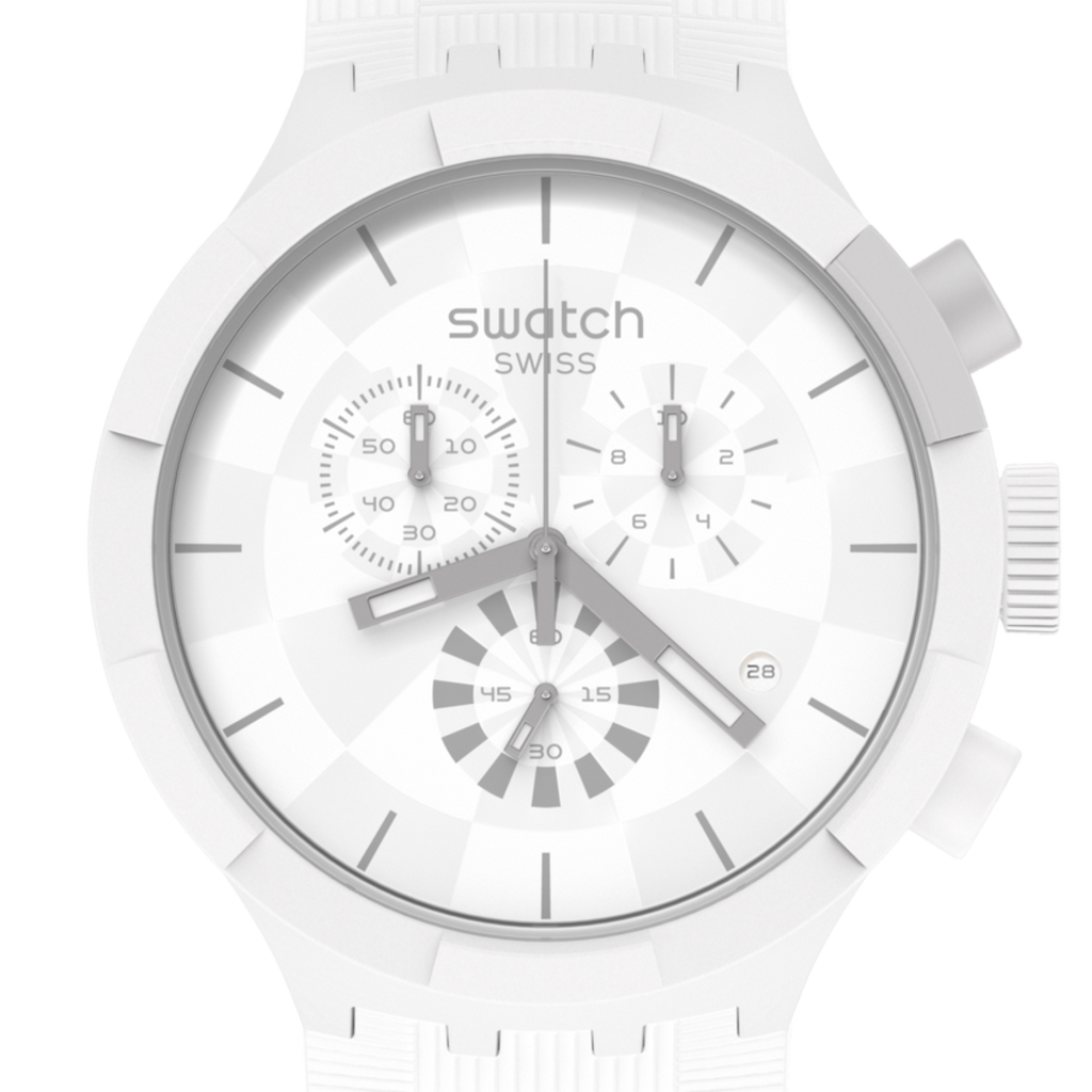 SWATCH SB02W400 Chequered White Men's Watch