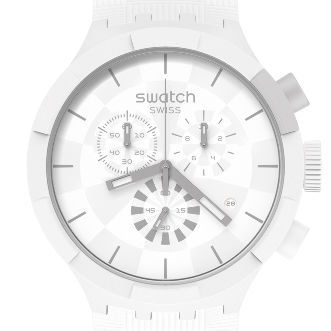SWATCH SB02W400 Chequered White Men's Watch