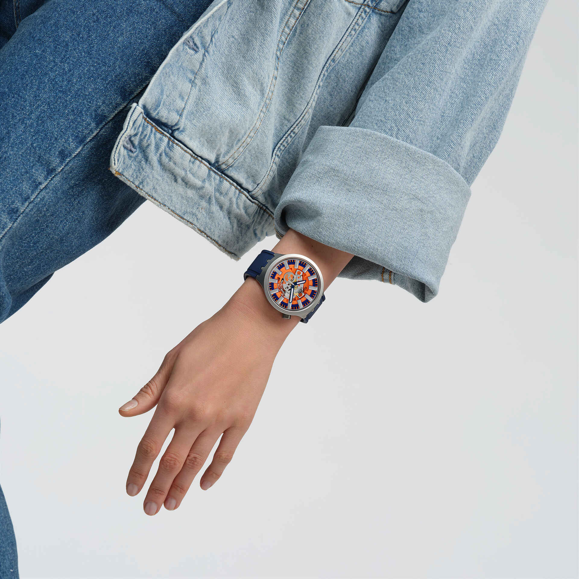 SWATCH SB07S114 Orange In The Works Men's Watch