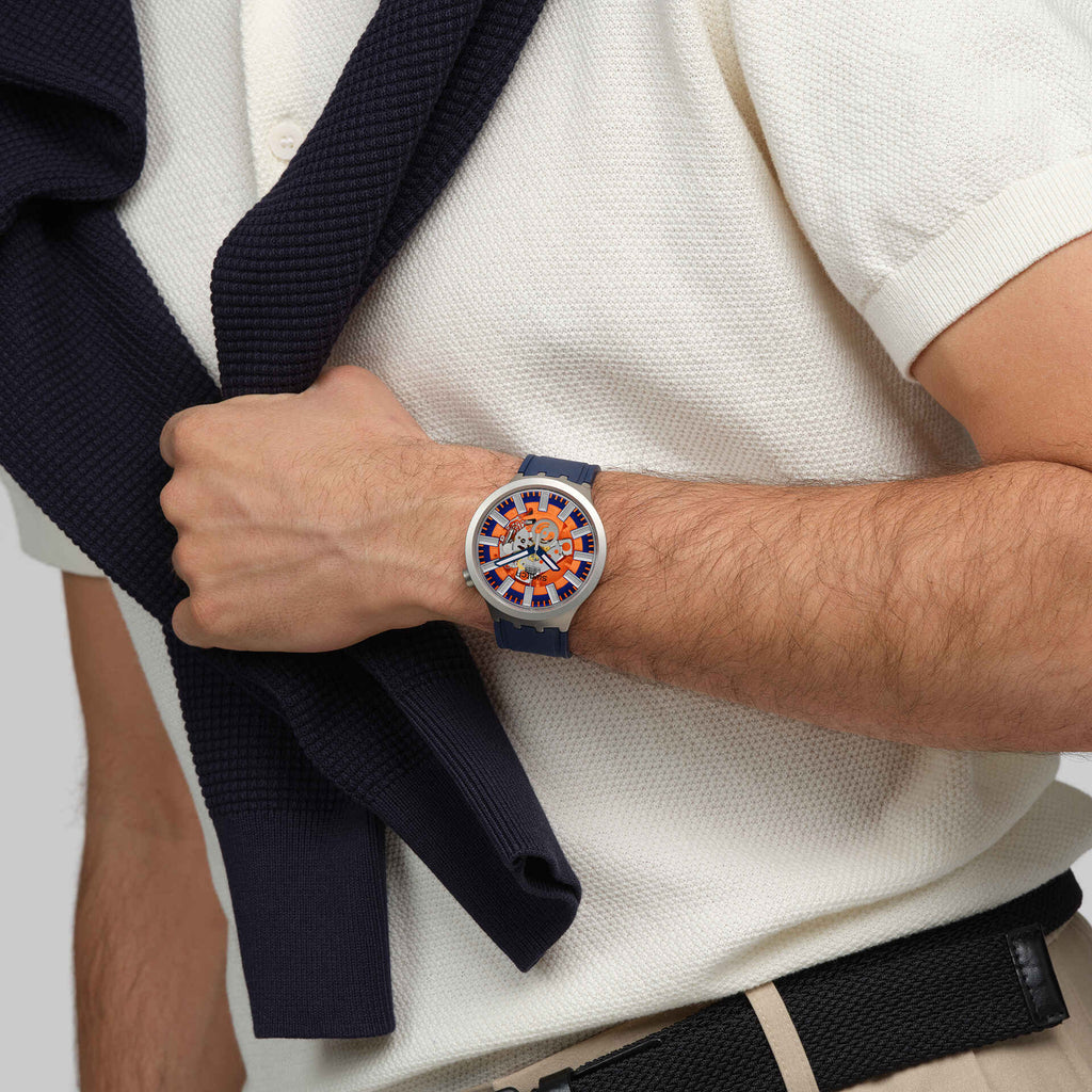 SWATCH SB07S114 Orange In The Works Men's Watch