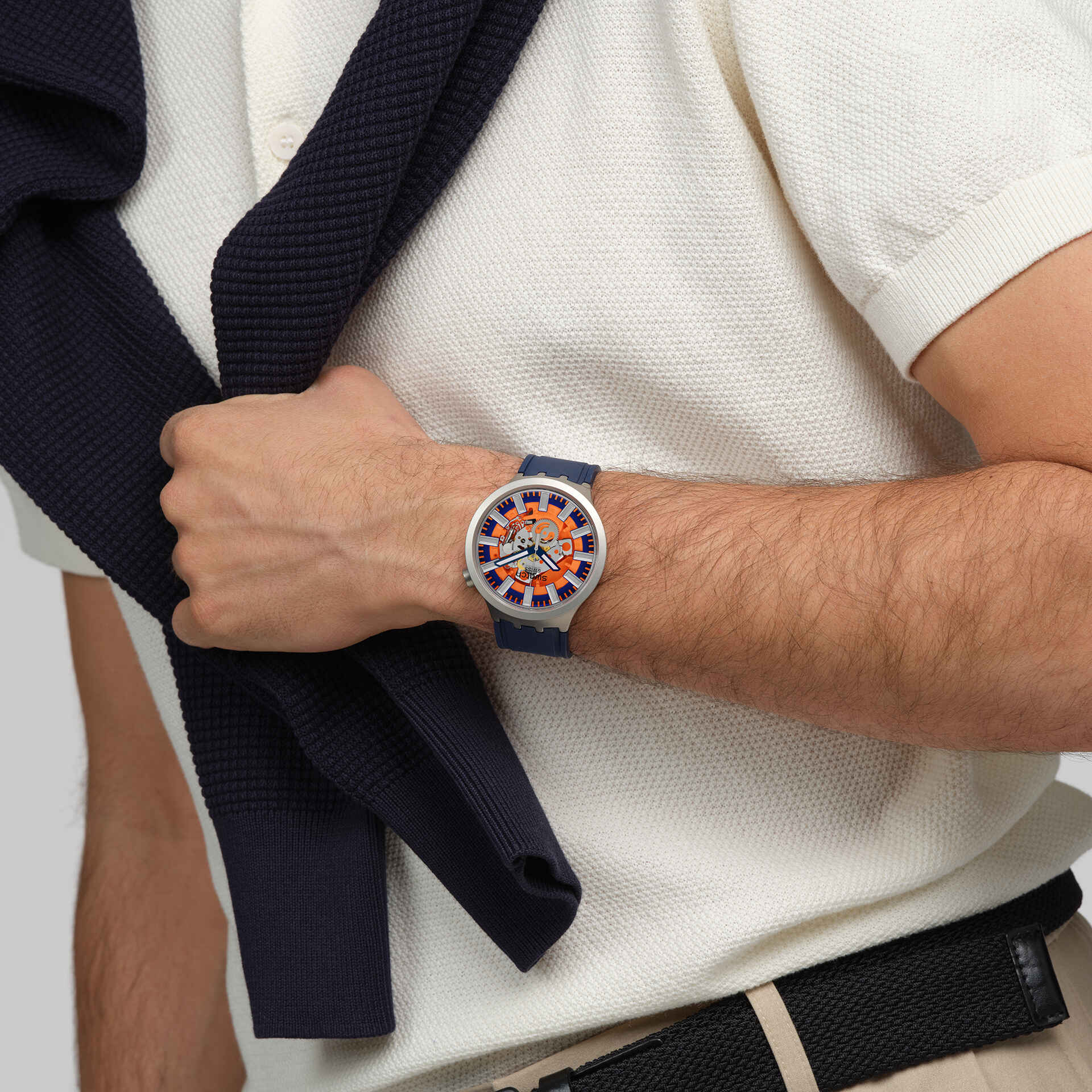 SWATCH SB07S114 Orange In The Works Men's Watch