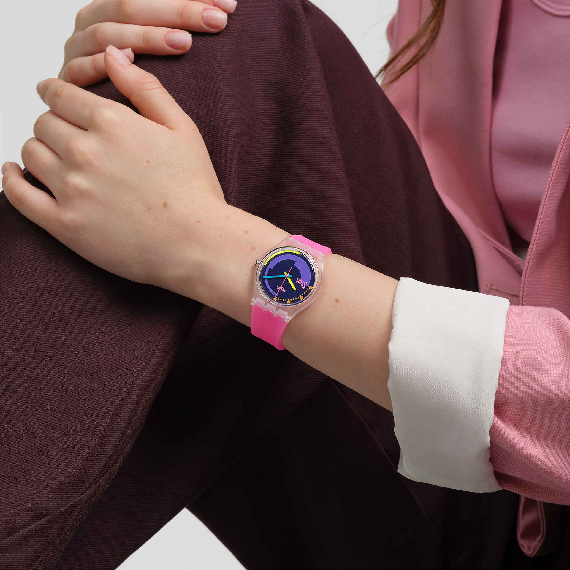 SWATCH SO28K111 Neon Pink Podium Women's Watch