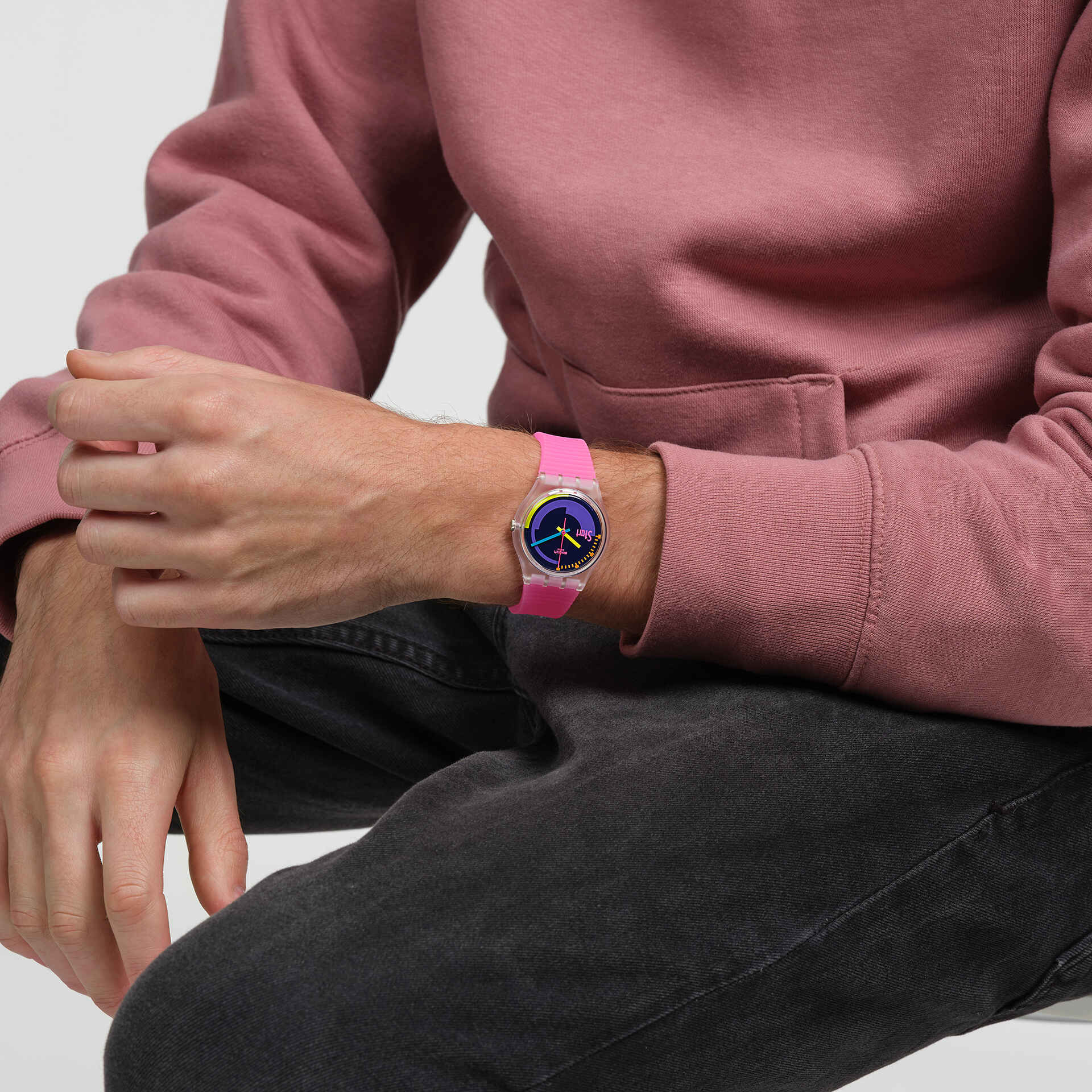 SWATCH SO28K111 Neon Pink Podium Women's Watch
