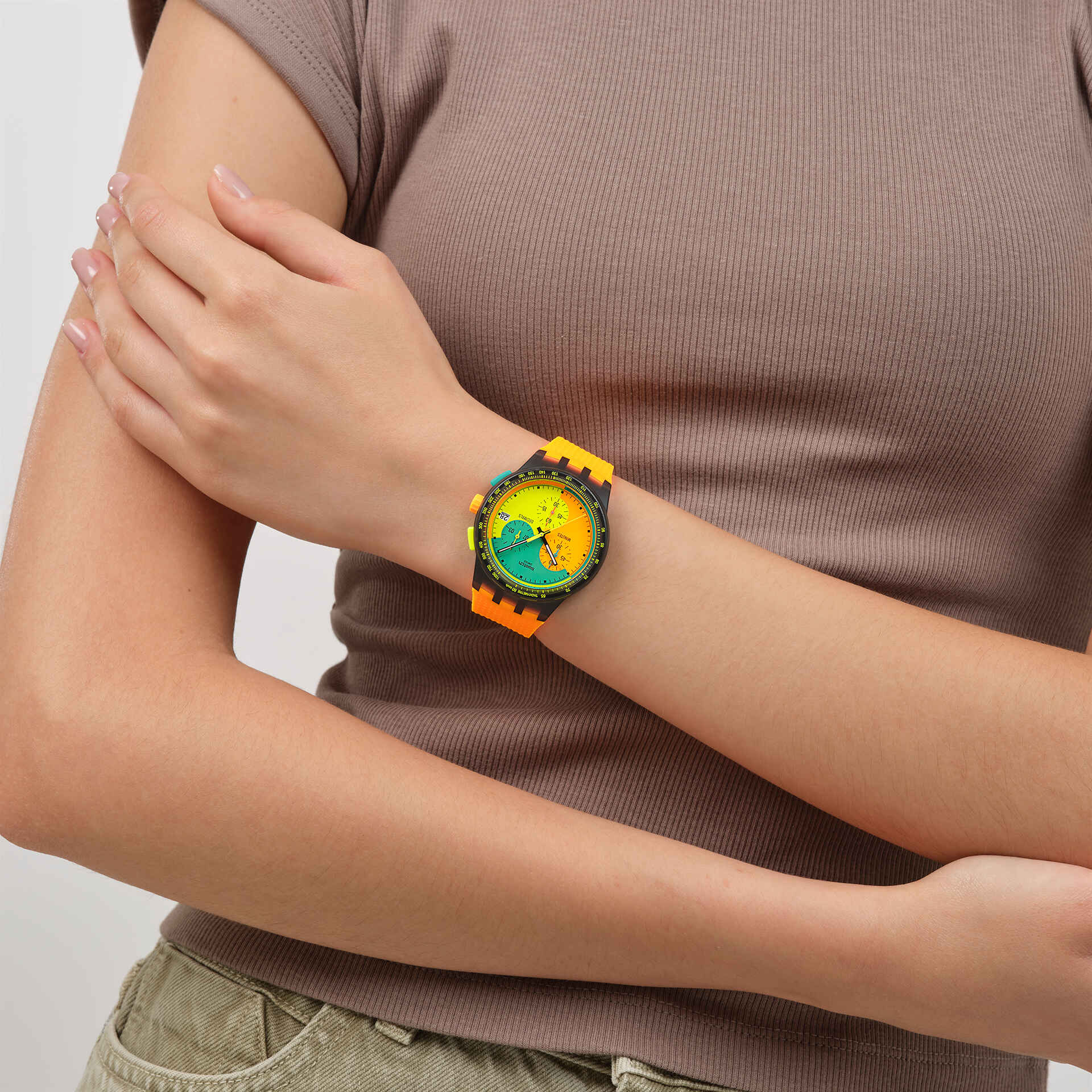 SWATCH SUSB422 Neon Signal Flag Watch