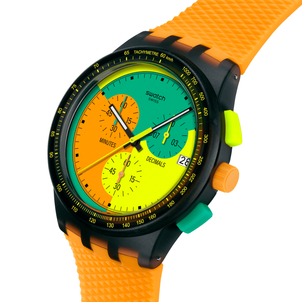 SWATCH SUSB422 Neon Signal Flag Watch