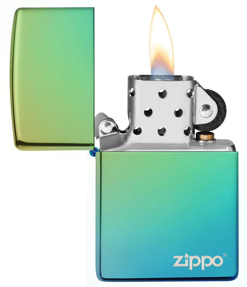 Classic High Polish Teal Zippo Logo - 49191ZL