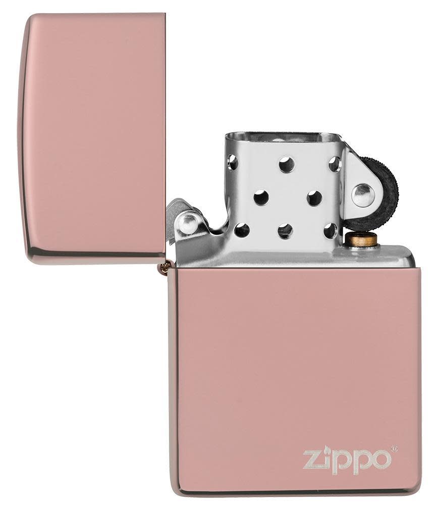 Classic High Polish Rose Gold Zippo Logo 49190ZL