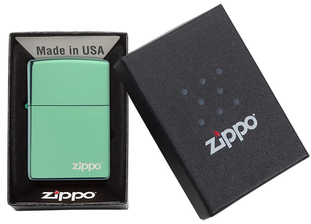 Classic High Polish Green Zippo Logo - 28129ZL