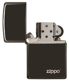 Classic High Polish Black Zippo Logo 24756ZL