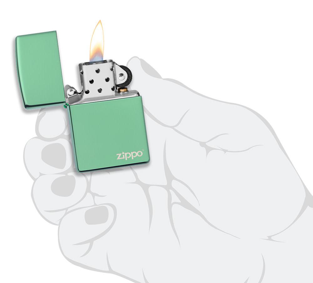 Classic High Polish Green Zippo Logo - 28129ZL